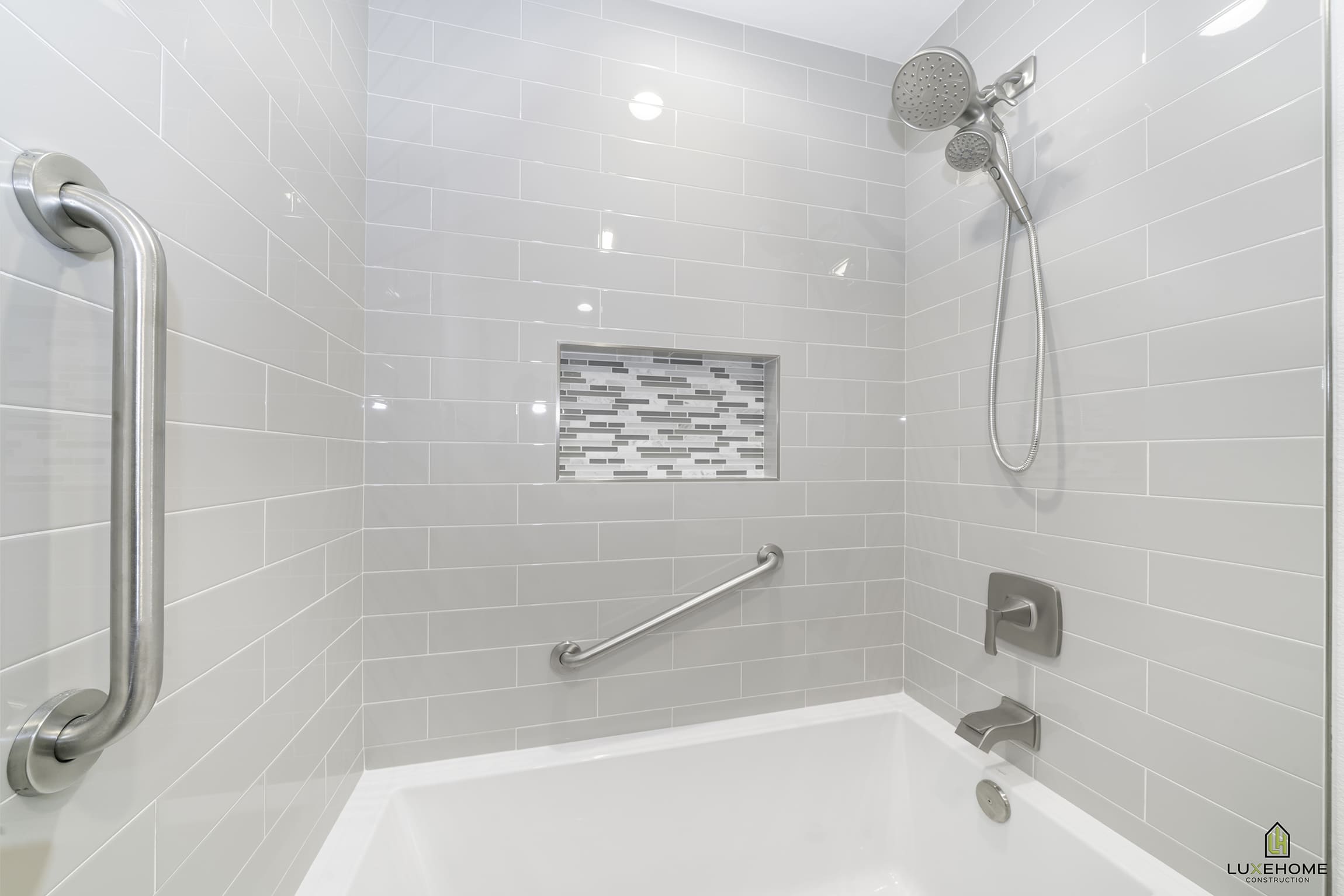 Beautiful bathroom remodel by Luxehome Construction in Elk Grove, CA 95624.