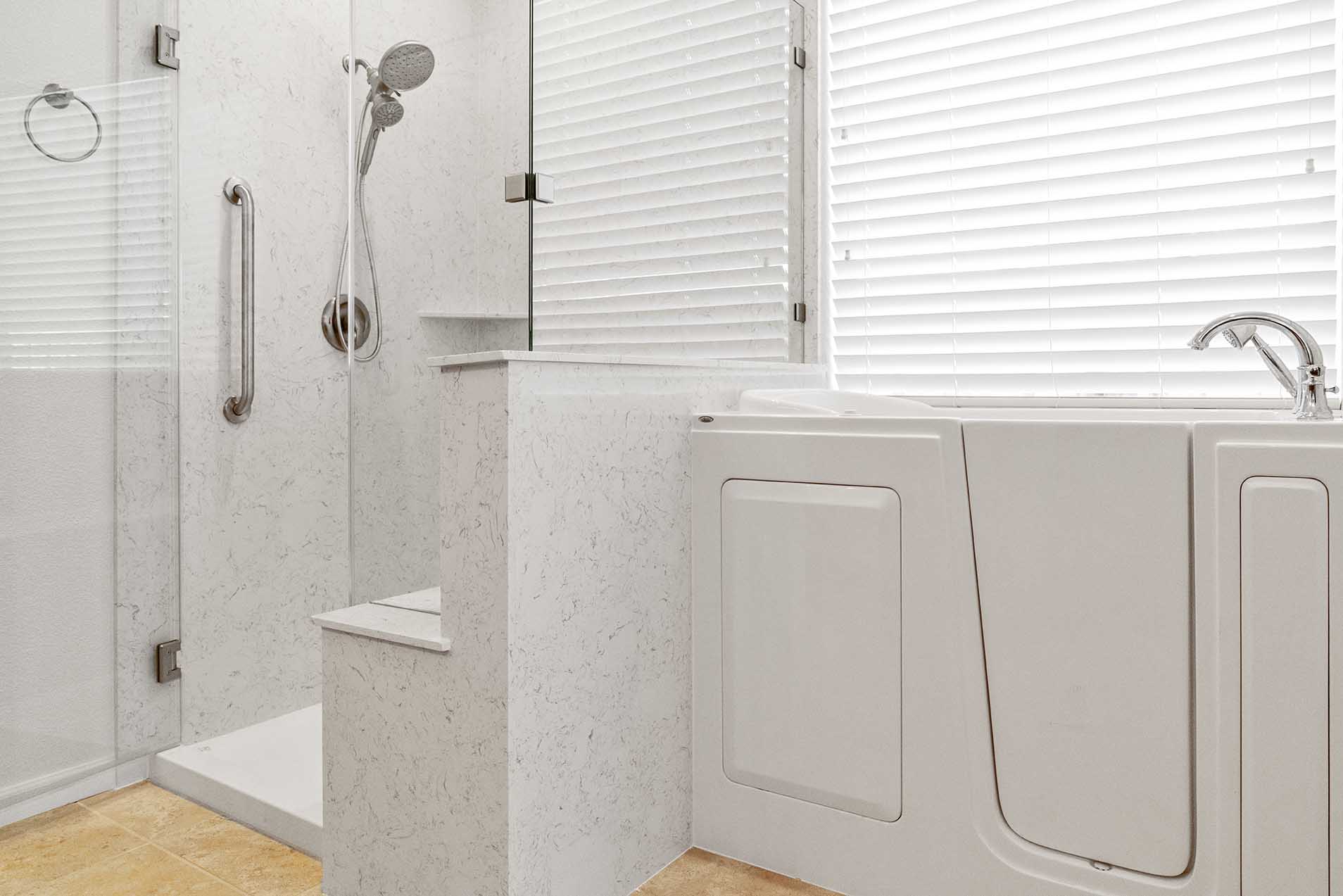 Modern ADA bathroom update with low-entry tub access