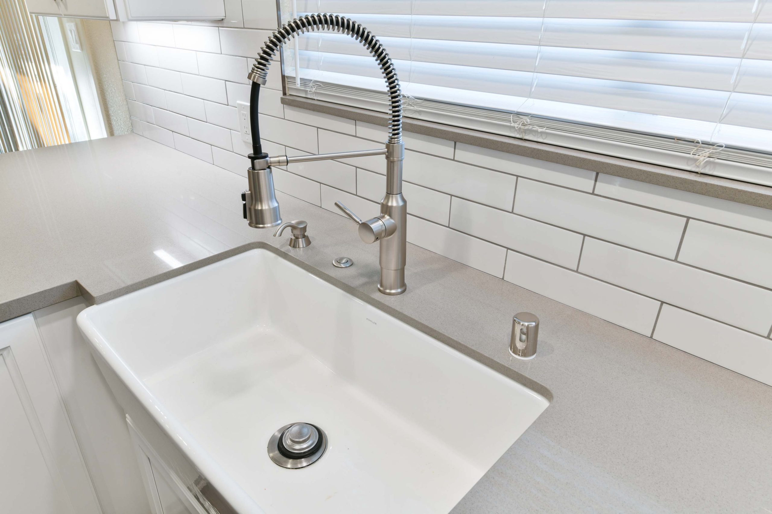 Modern quartz countertop with undermount installation