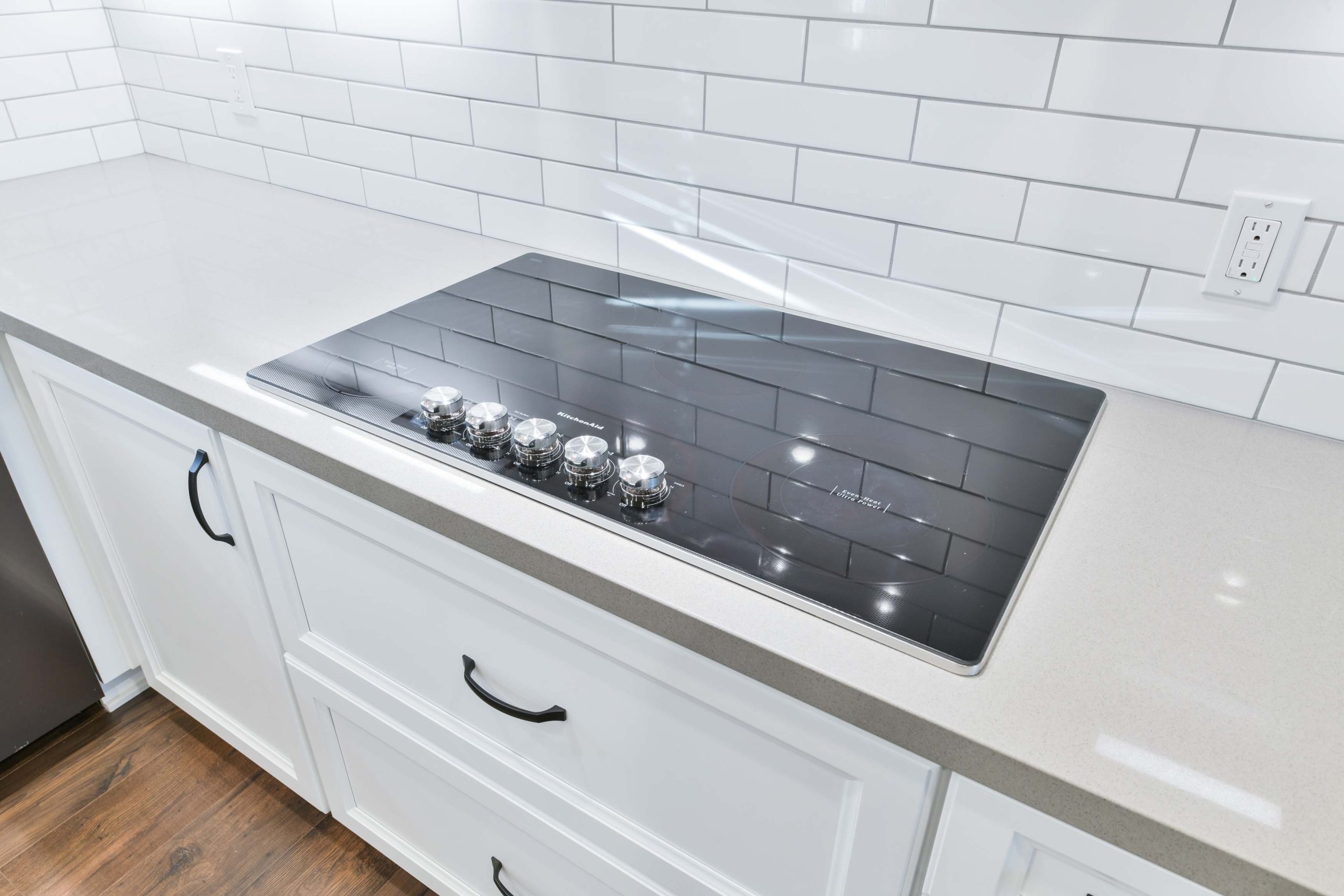 Polished Stainless Steel Cooktop Close-Up