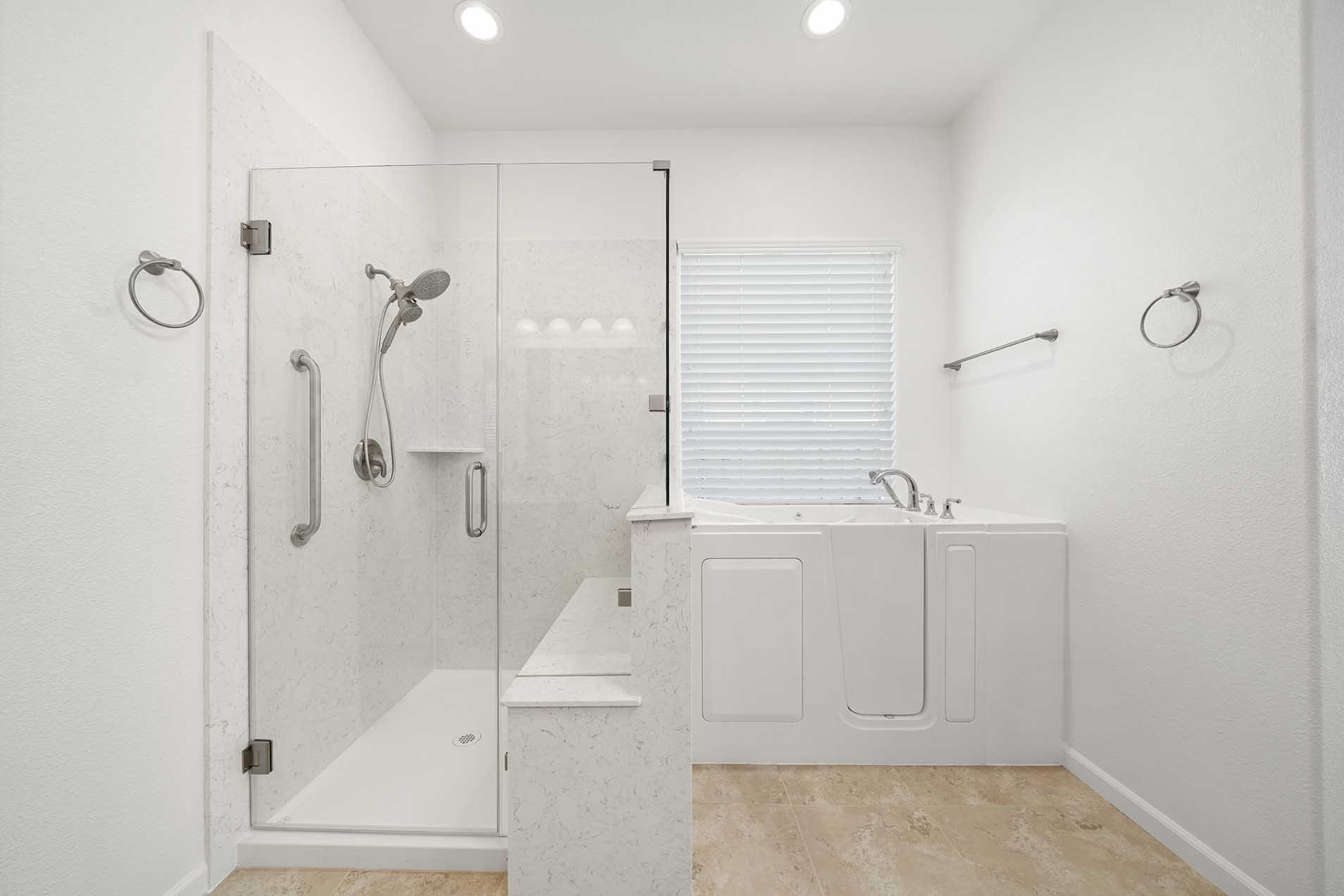 Safety-first bathroom design with ADA walk-in tub upgrade