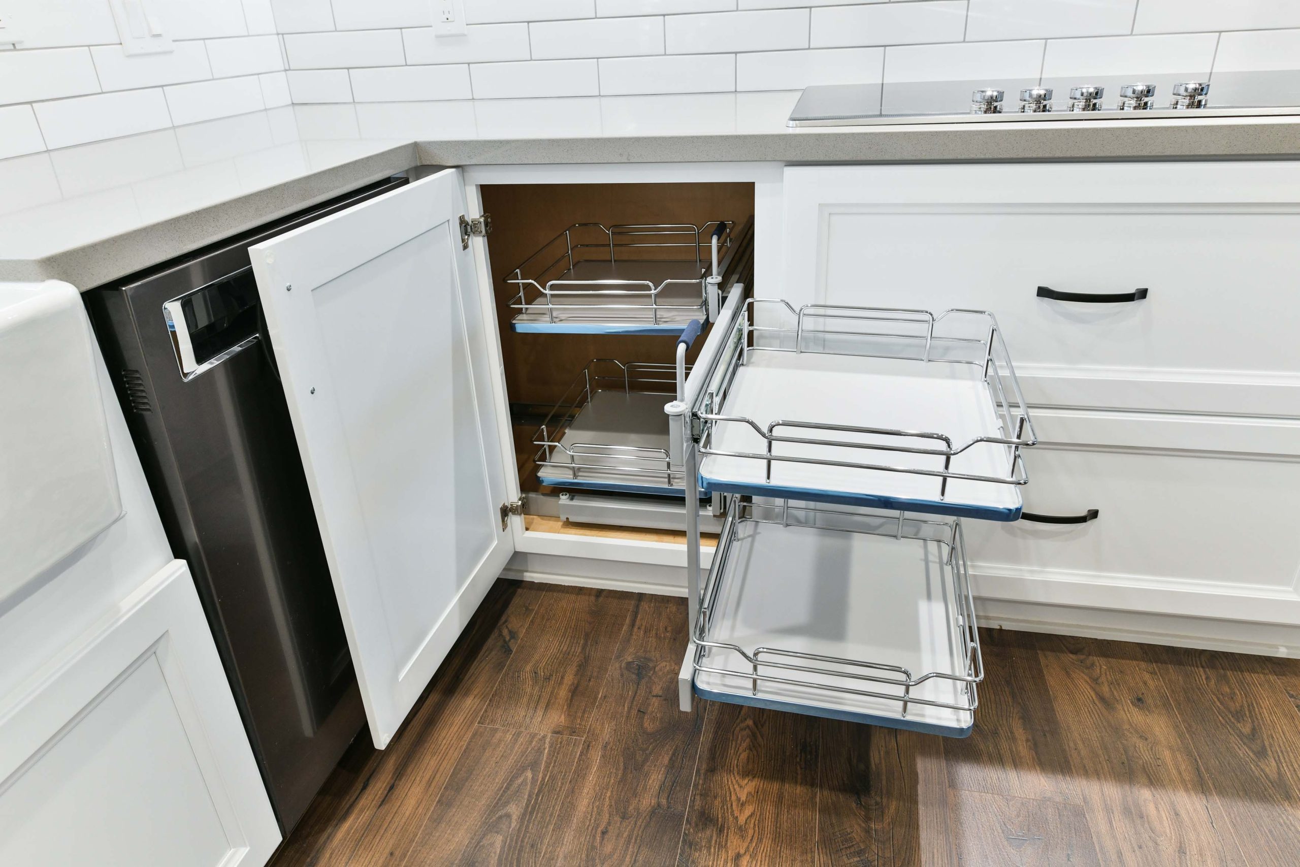 Space-Saving Lazy Susan in Lower Corner Cabinet