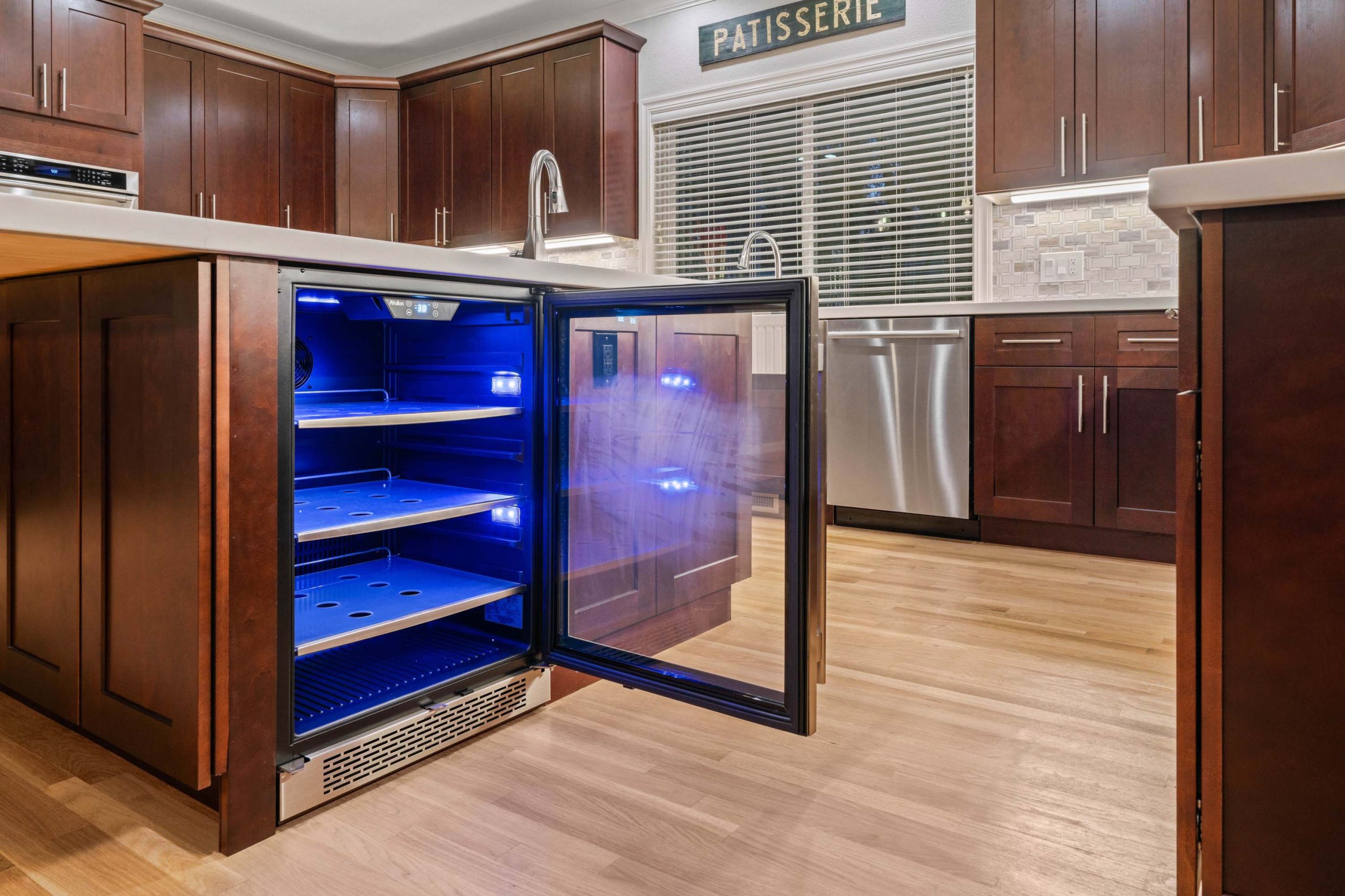 Open Beverage Refrigerator with Blue LED Lighting Auburn CA 95602